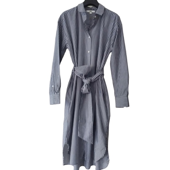 UNIQLO STRIPED BUTTON DOWN, BELTED SHIRT DRESS  W/SIDE POCKETS  SIZE S  NWOT - Picture 1 of 9